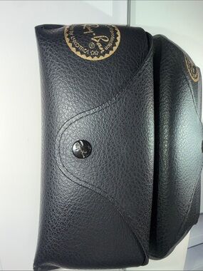Ray-Ban Black Pebbled Leather Sunglasses Pouch with Gold Logo